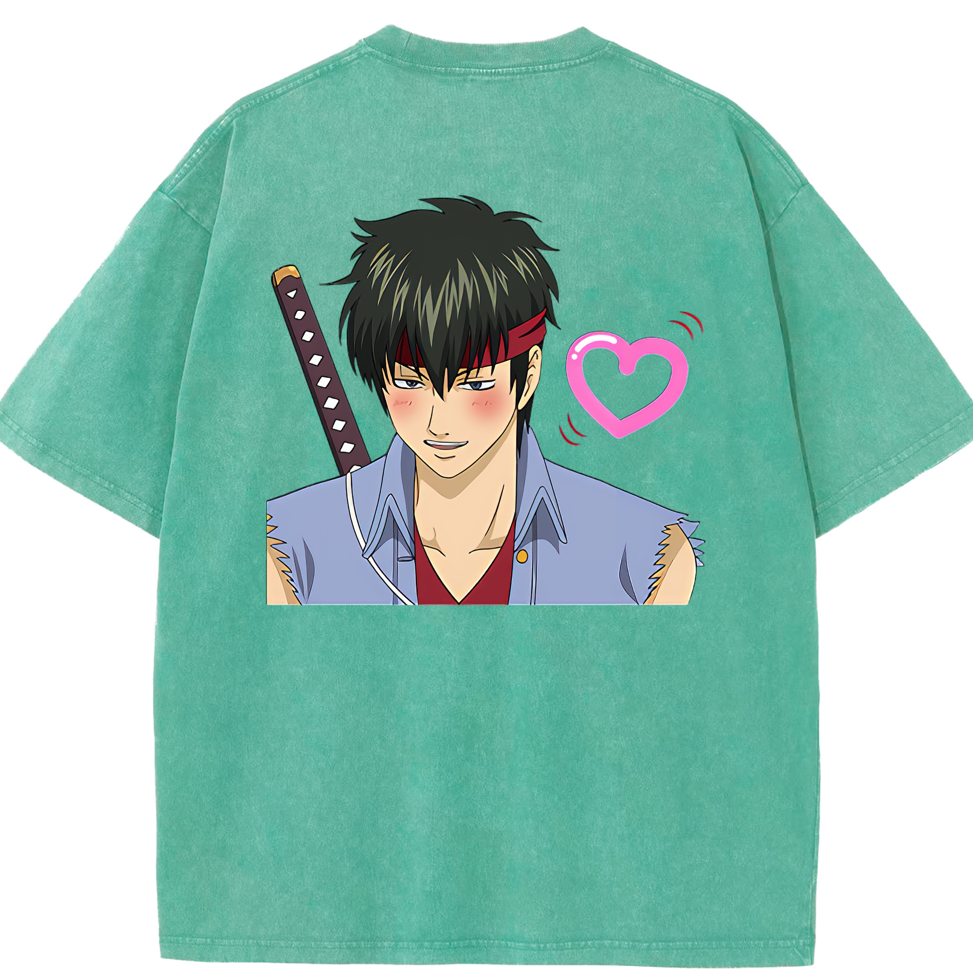 （画像用） ぎんたま 坂田銀時（さかたぎんとき） 神楽 志村新八（しむら しんぱち） GINTAMA Sakata Gintoki Kagura Shimura Shinpachi 綿100% ヴィンテージ風 半袖Tシャツ（背面プリント）